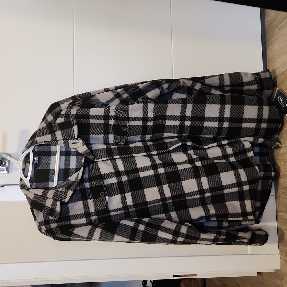 Chaps largw mens flannel, grey and black, soft material